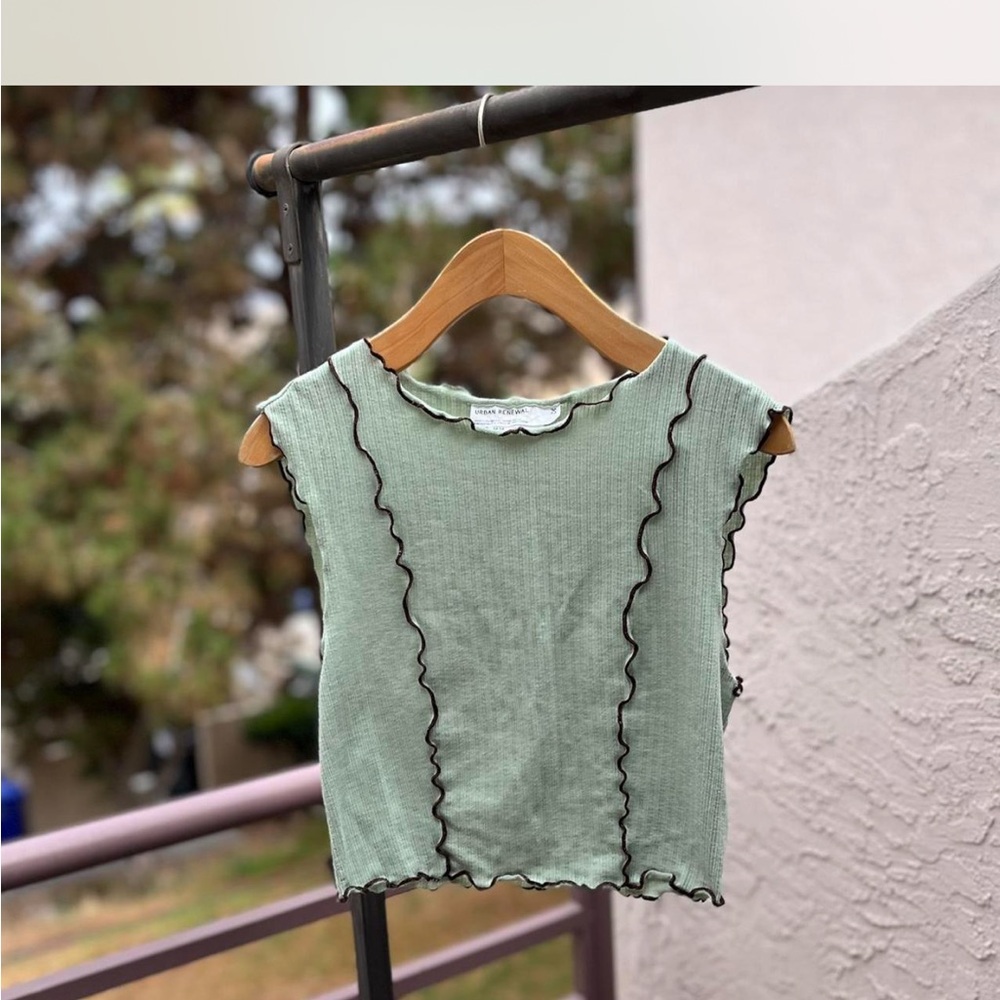 Urban Renewal Mint Ruffled Tank Top